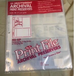 Print File 46-6P Archival Print Preservers 25 Pack 4x6 Photo Sleeves for Binder
